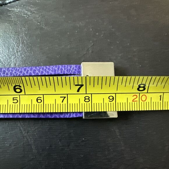 Coach Purple Leather Snakeskin Bracelet‎ Silver Tone Metal Clasp Wrap Logo - Picture 7 of 8